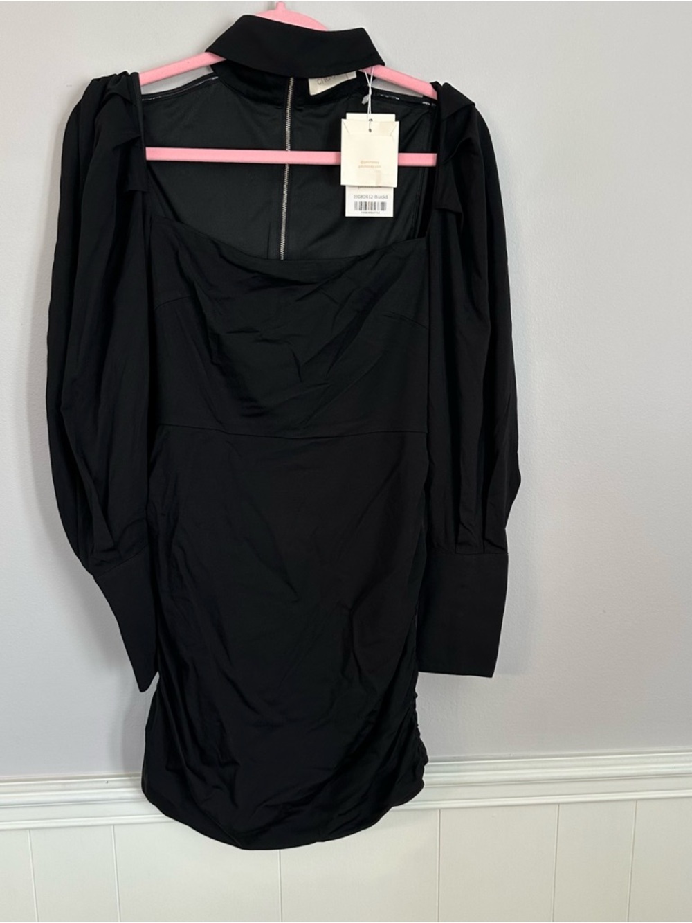 Choosy Women's Long Sleeve Black Square Neckline Collar Dress Sz 8 NWT - Picture 2 of 12